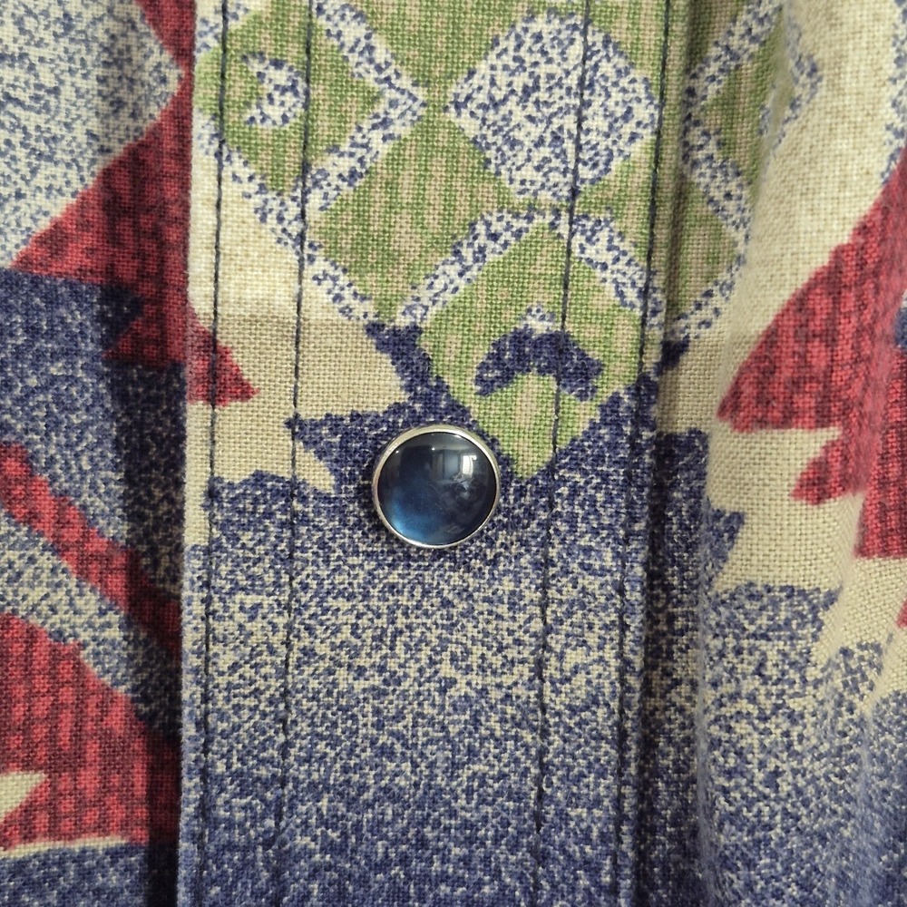 Vintage Wrangler Shirt Mens XL Navy Pearl Snap Aztec Southwestern Navajo 90s - Picture 4 of 8